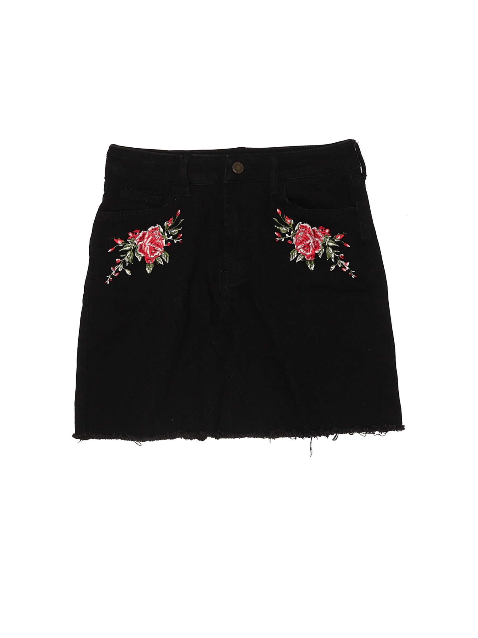 Blu Pepper Solid Black Denim Skirt Size S 80 off thredUP