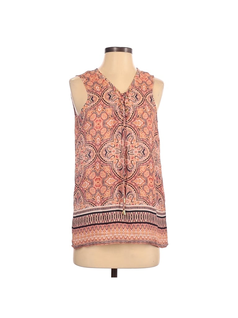 Violet & Claire 100% Polyester Aztec Or Tribal Print Orange Sleeveless Blouse Size S - photo 1