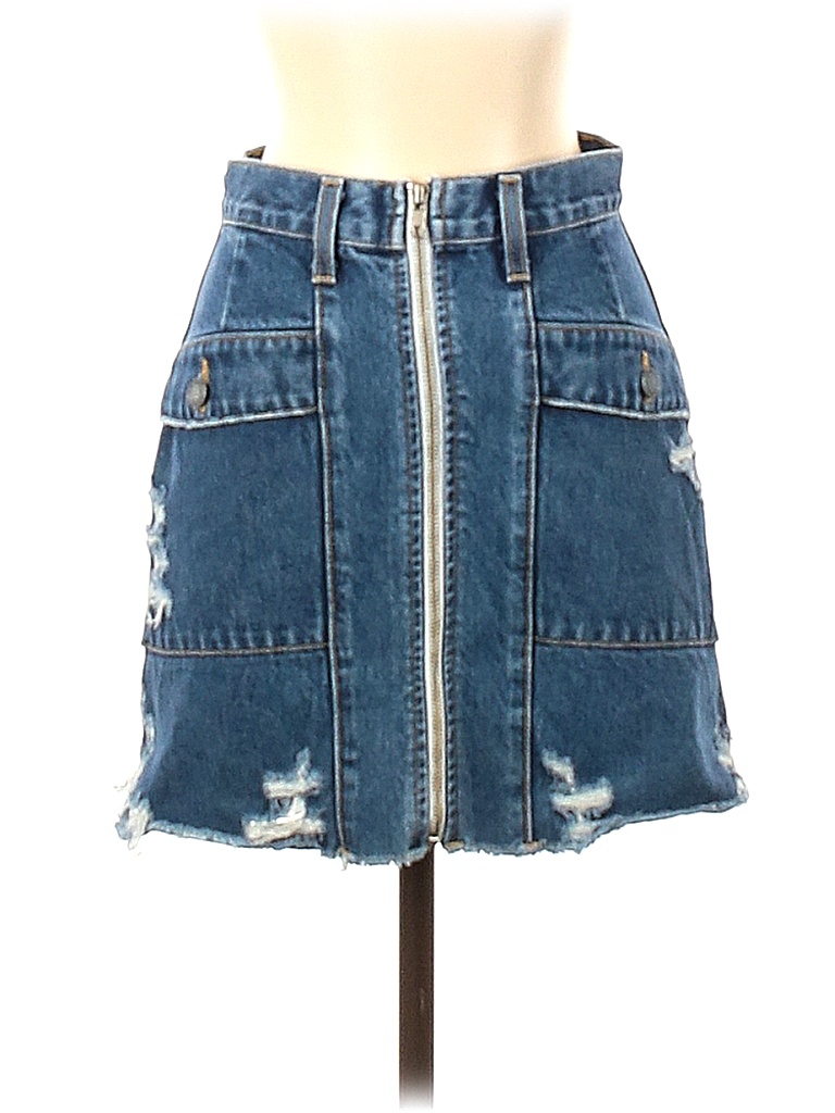Carmar 100% Cotton Solid Blue Denim Skirt 25 Waist - 93% off | thredUP