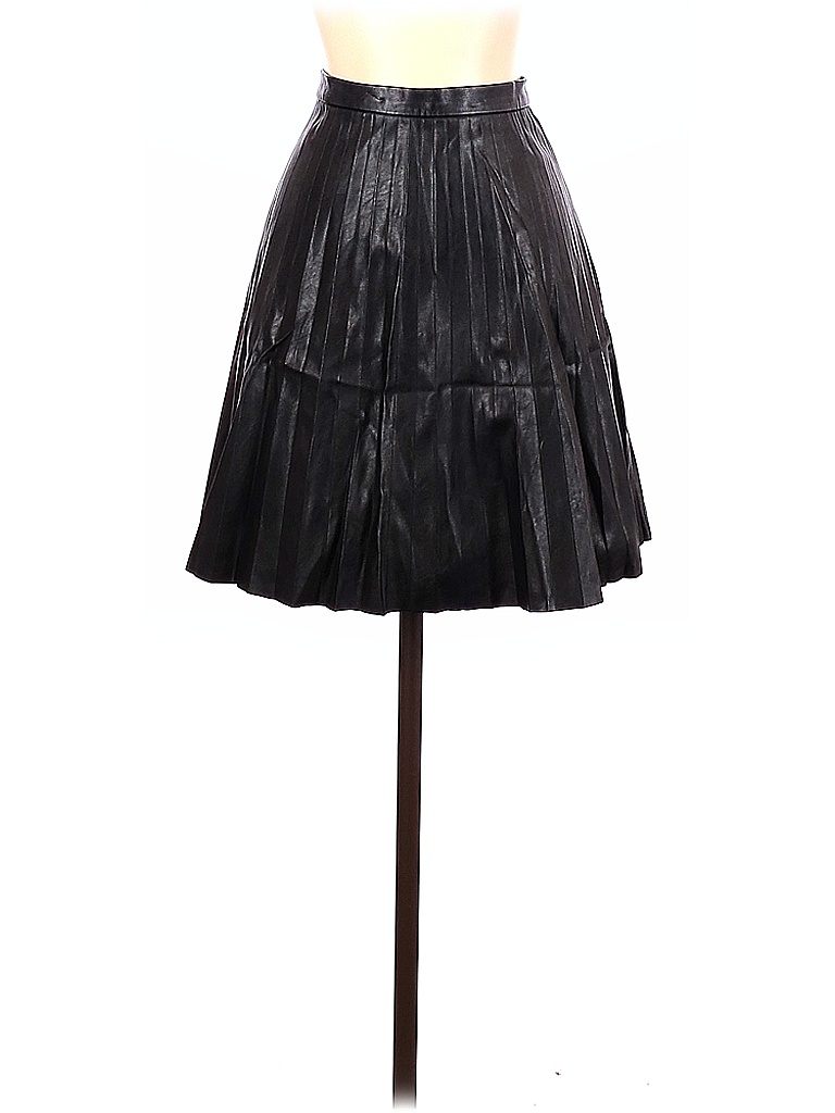 J.Crew 100% Polyester Solid Black Faux Leather Skirt Size 2 - photo 1