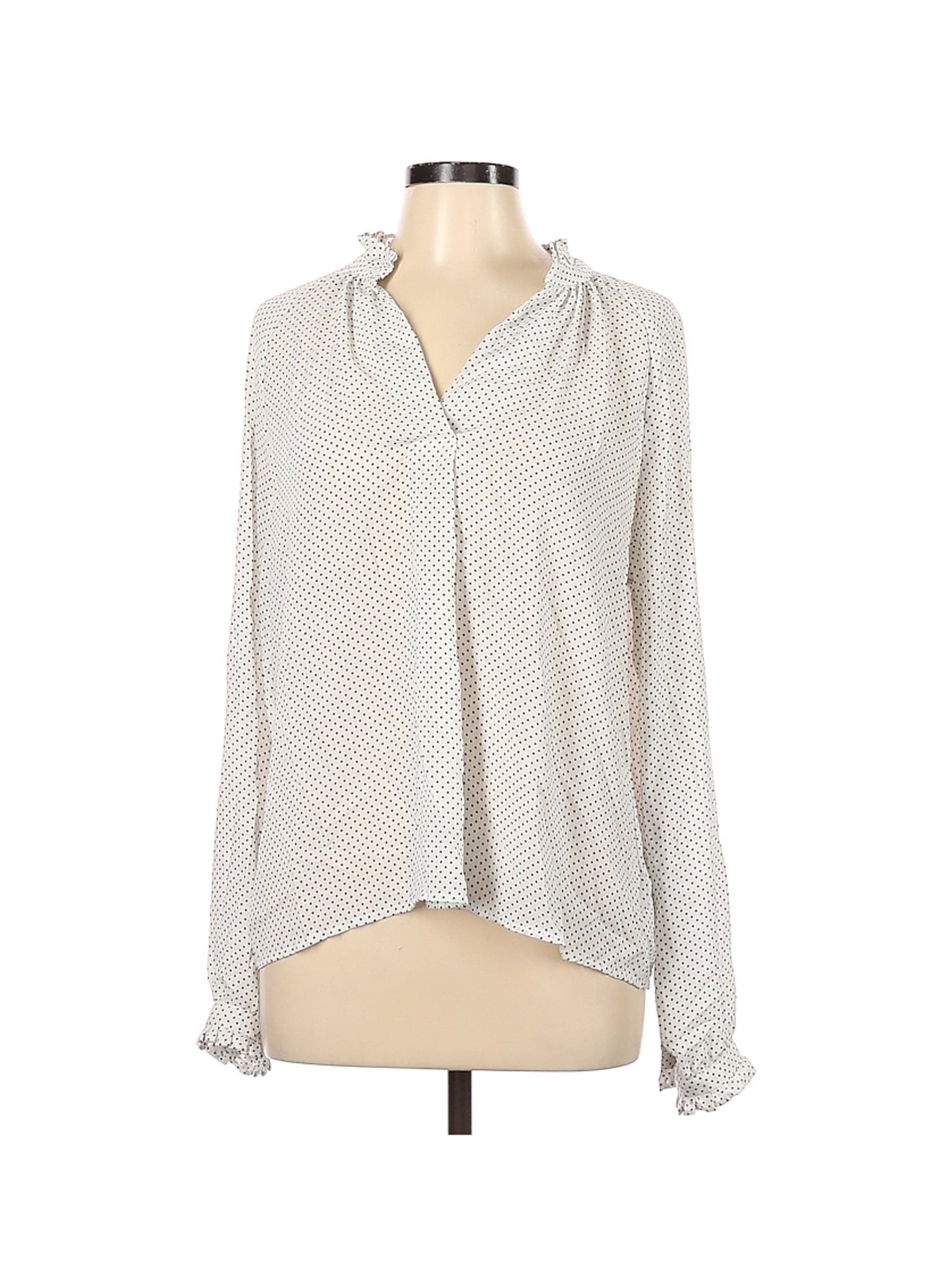 Marled by Reunited 100% Polyester White Long Sleeve Blouse Size L - 93% ...