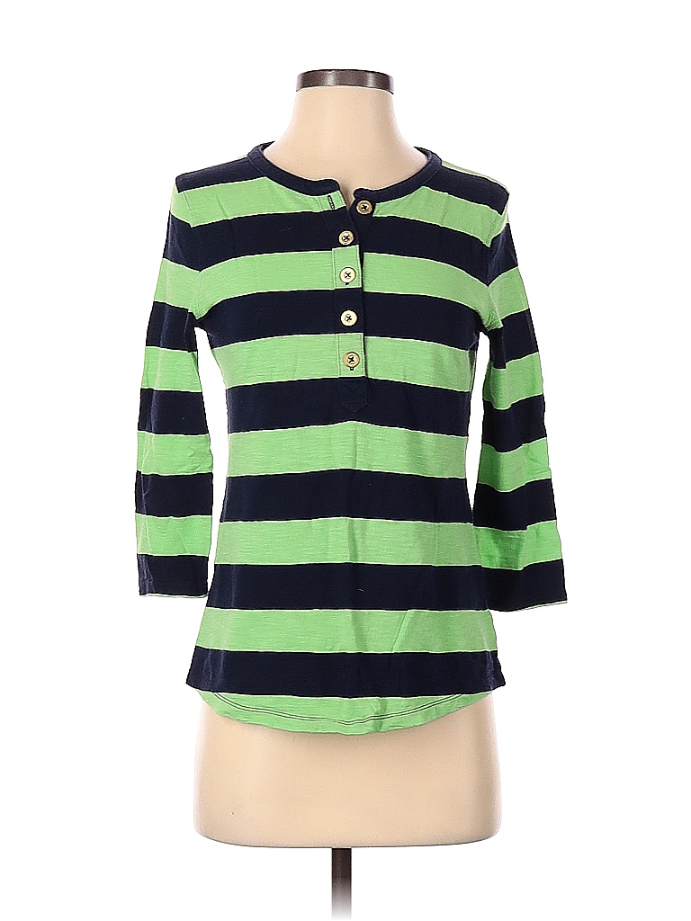 Gap Outlet 100 Cotton Stripes Green 3/4 Sleeve Henley Size S 86 off thredUP