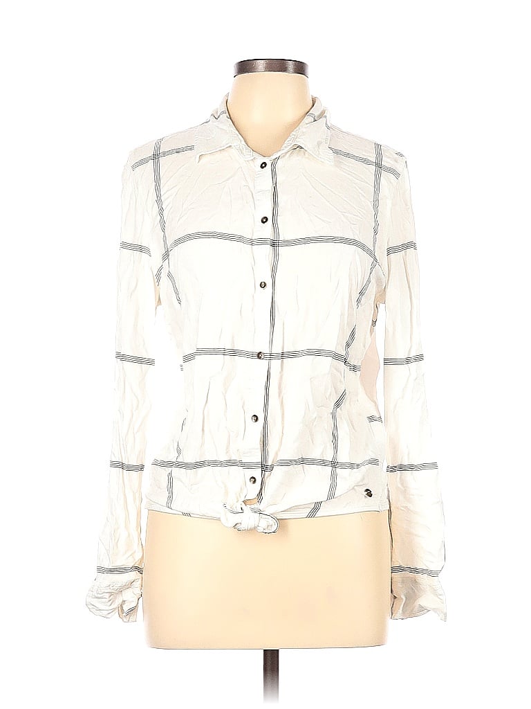 Pre-owned Roxy Long Sleeve Blouse In White