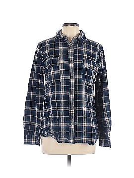 FITZ + EDDI Cropped Flannel Shirt - Women's Shirts/Blouses in Blue Grey