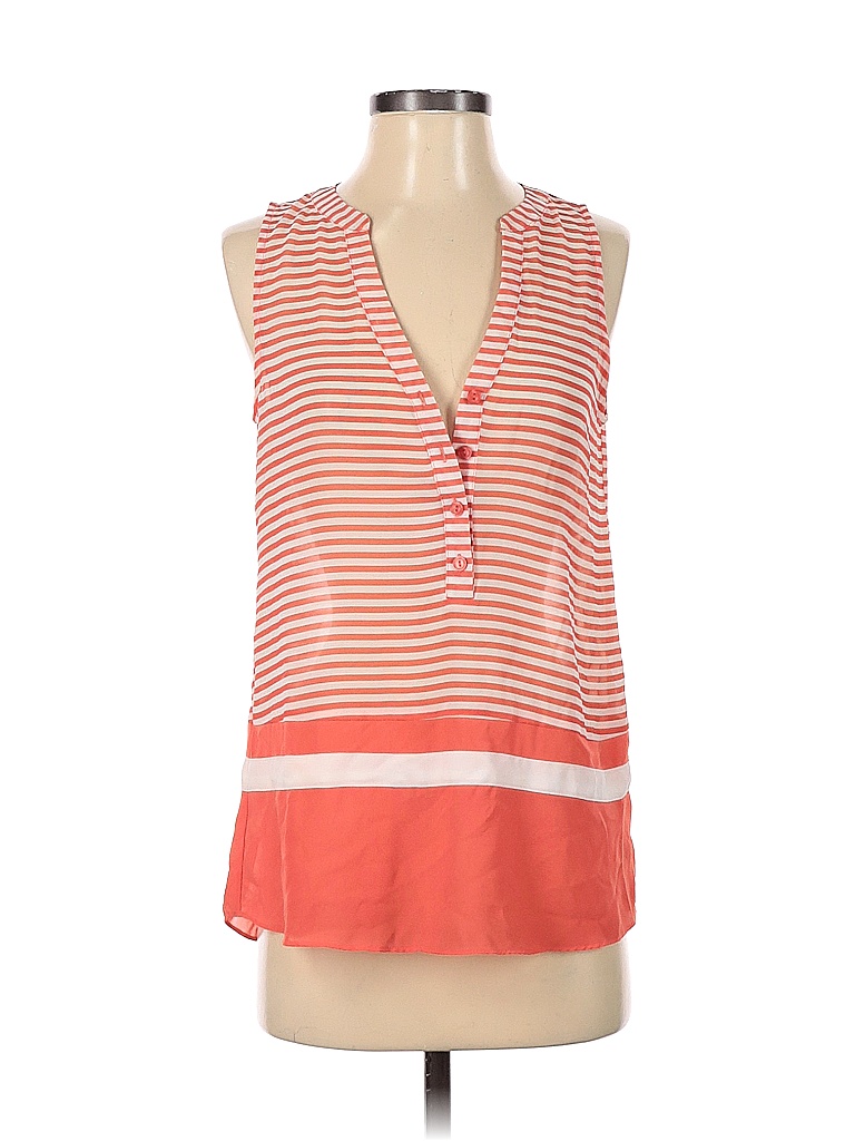 Naked Zebra 100 Polyester Stripes Pink Orange Sleeveless Blouse Size S