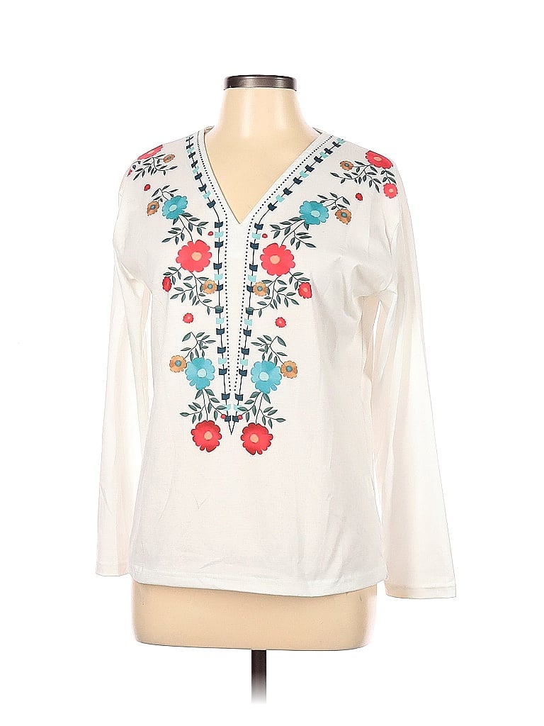 Misslook Solid White Long Sleeve Top Size L - 88% off | thredUP
