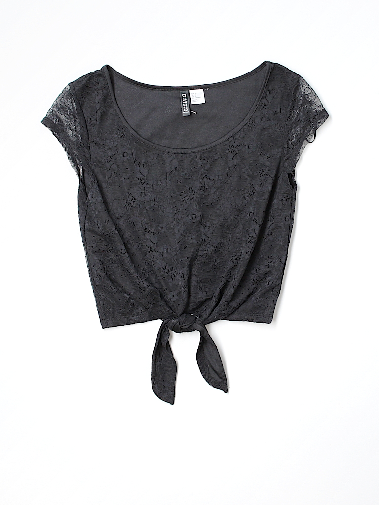 Divided By Handm Lace Black Short Sleeve Top Size 6 69 Off Thredup