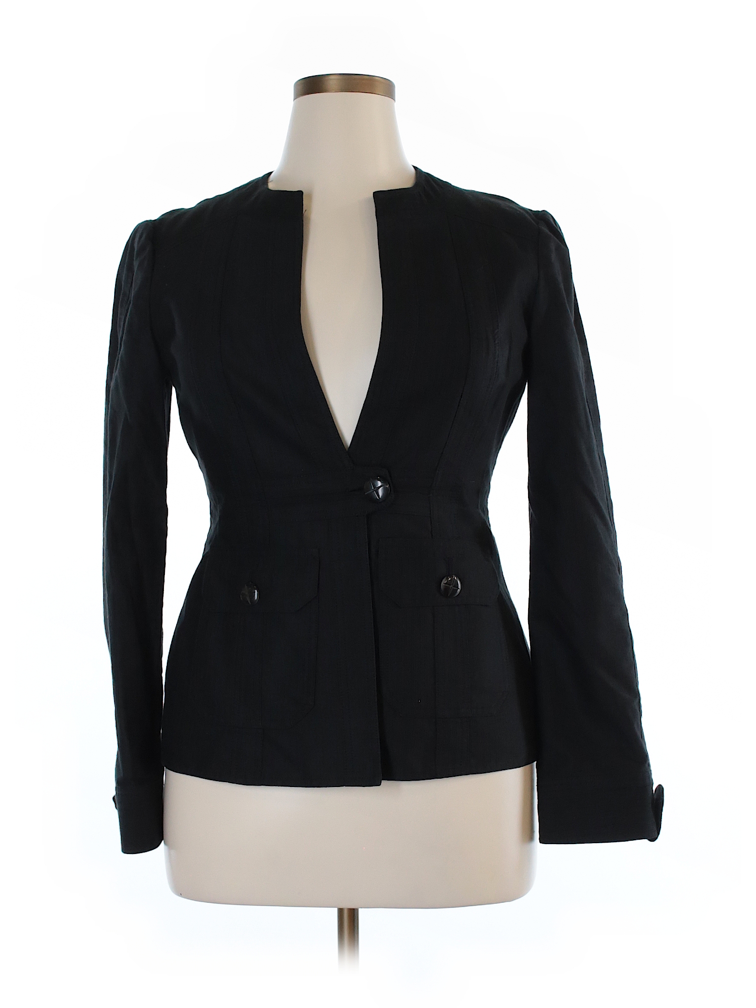 Nanette Lepore 100% Cotton Solid Black Blazer Size 12 - 81% off | thredUP