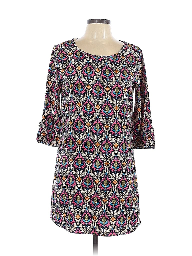 Peach Love Cream California 100% Polyester Print Purple Casual Dress Size S - photo 1