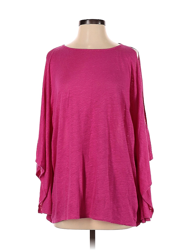 Calypso St. Barth 100 Linen Solid Pink Short Sleeve Top Size S 88