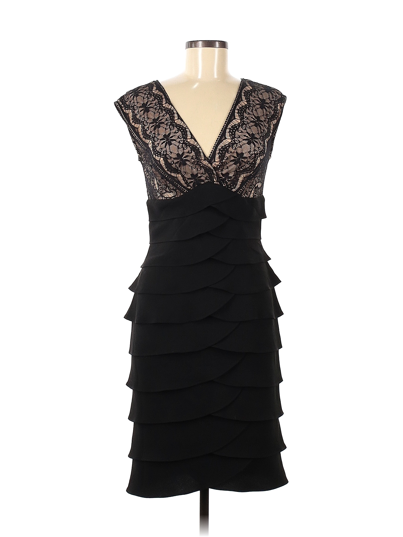 Jessica Howard 100% Polyester Floral Black Cocktail Dress Size 6 - 76% ...