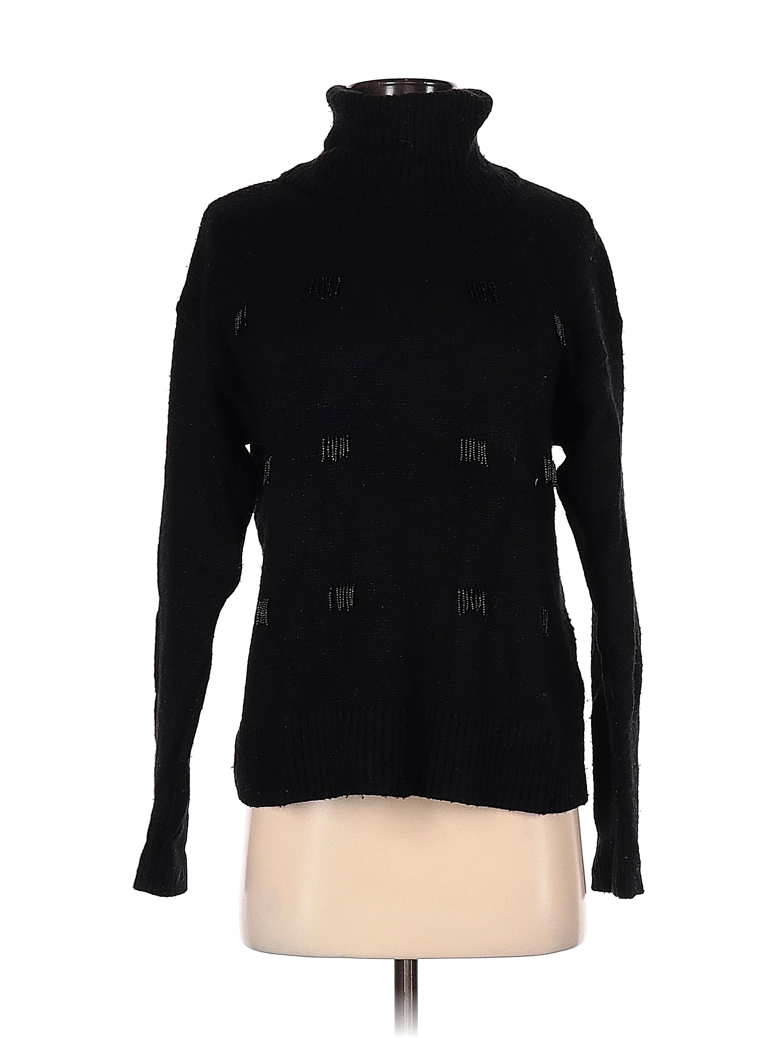 Simply Vera Vera Wang Solid Color Block Black Turtleneck Sweater Size ...