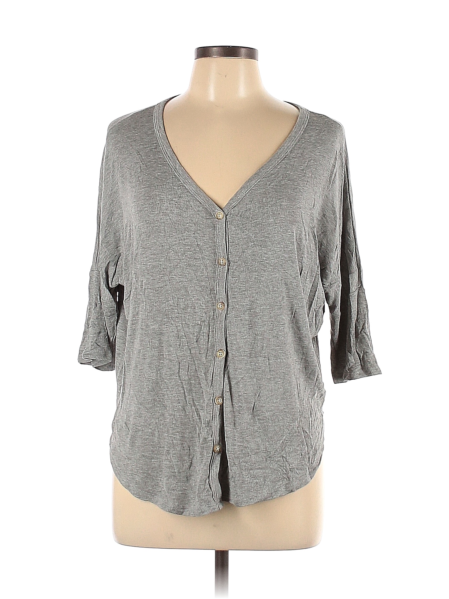 Hem & Thread Solid Gray Cardigan Size L - 79% off | thredUP