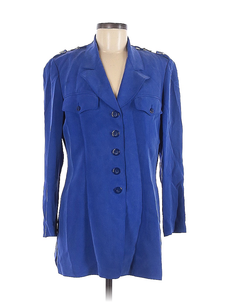 Dana Buchman 100 Silk Solid Blue Jacket Size 8 89 Off Thredup 5778