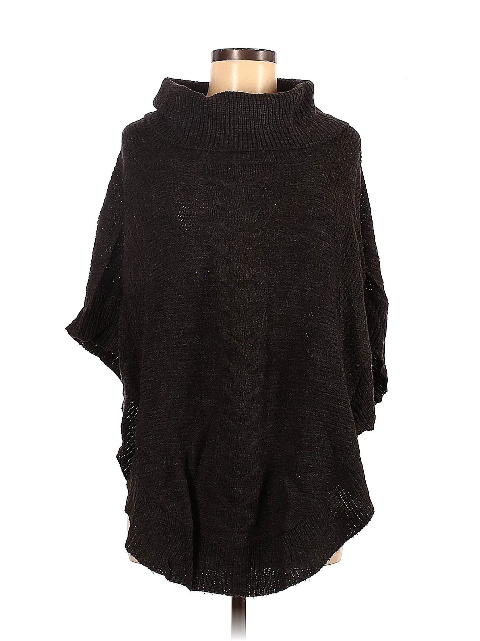 Questions 100% Acrylic Solid Black Gray Poncho One Size - 66% off | thredUP