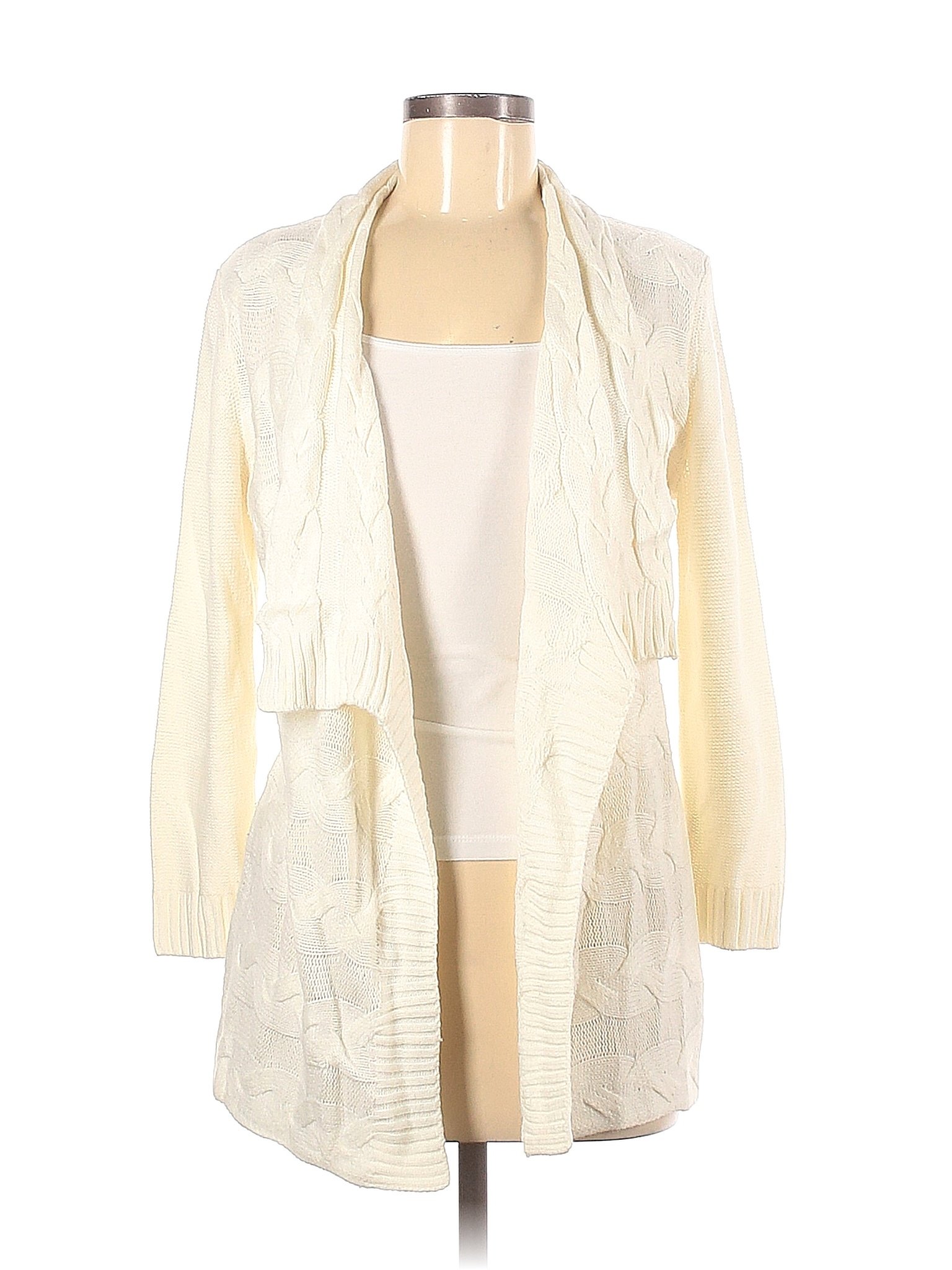 Evan Picone 100% Acrylic Solid Ivory Cardigan Size S - 94% off | thredUP