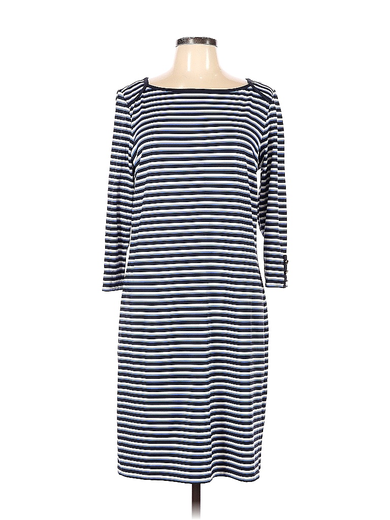 Talbots Color Block Stripes Multi Color Blue Casual Dress Size L - 76% ...