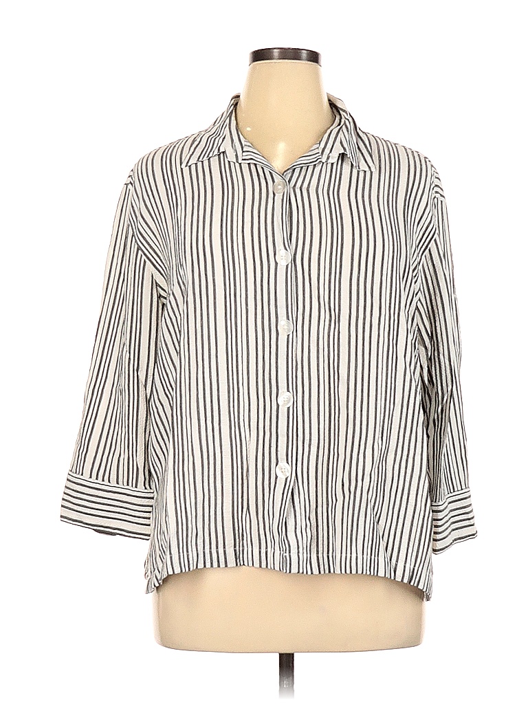 White Stag Stripes White Long Sleeve Button-Down Shirt Size XL - 61% ...