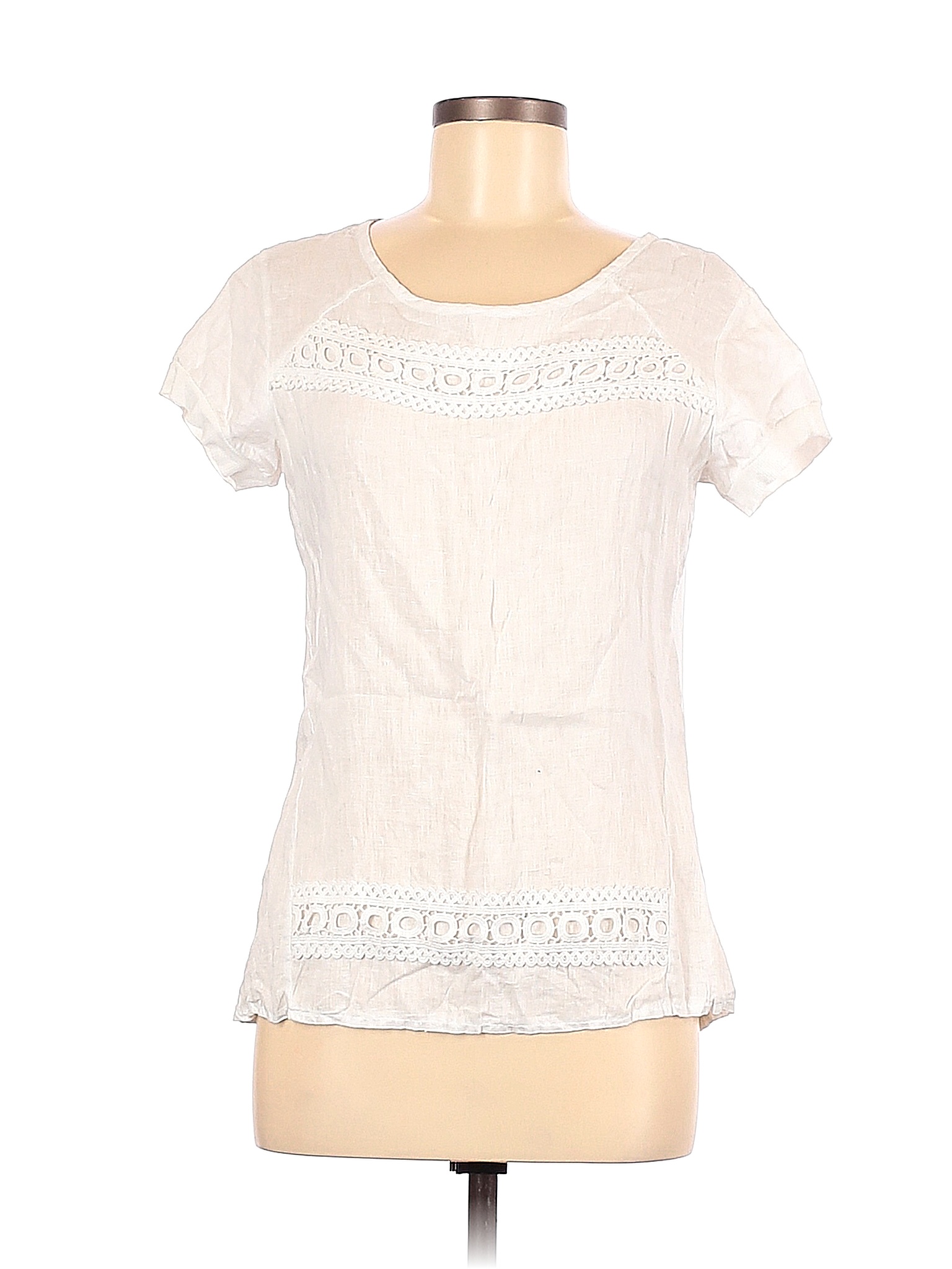 Lungo L'arno 100% Linen Solid White Short Sleeve Blouse Size M - 71% ...