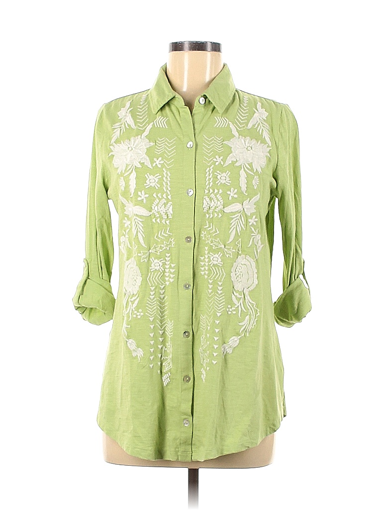 Tailored Fit Long Sleeve Shirt - Delicate Green Floral