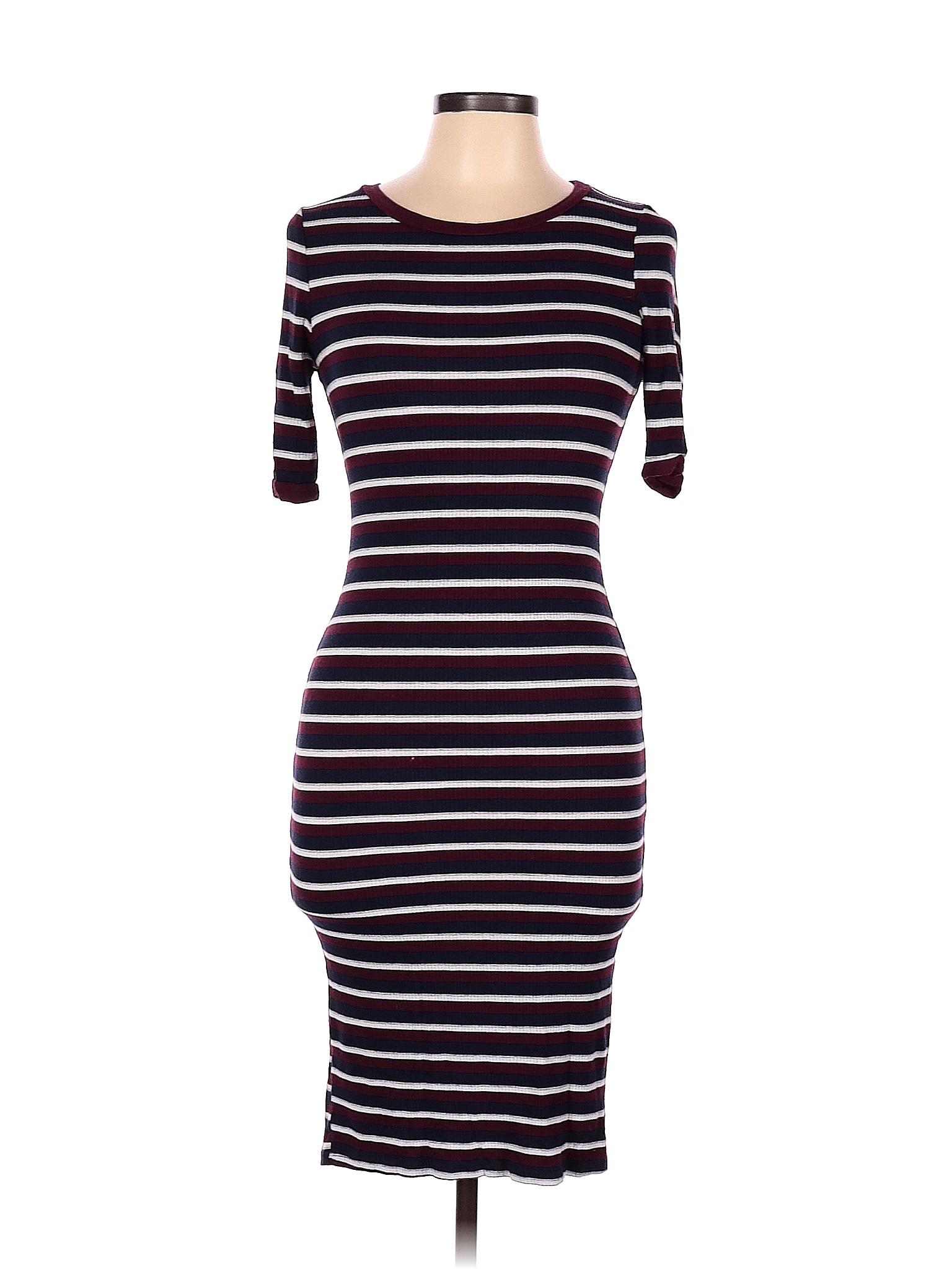 Haute Monde Color Block Stripes Multi Color Purple Cocktail Dress