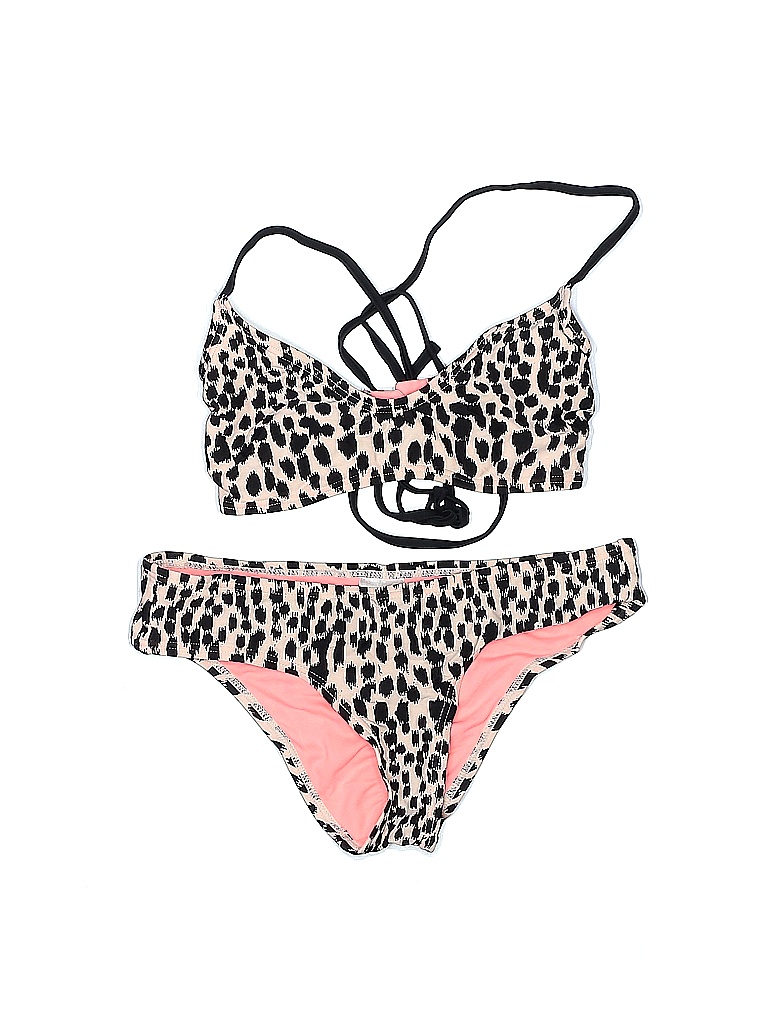 Xhilaration 100% Recycled Plastic Animal Print Pink Two Piece Swimsuit ...
