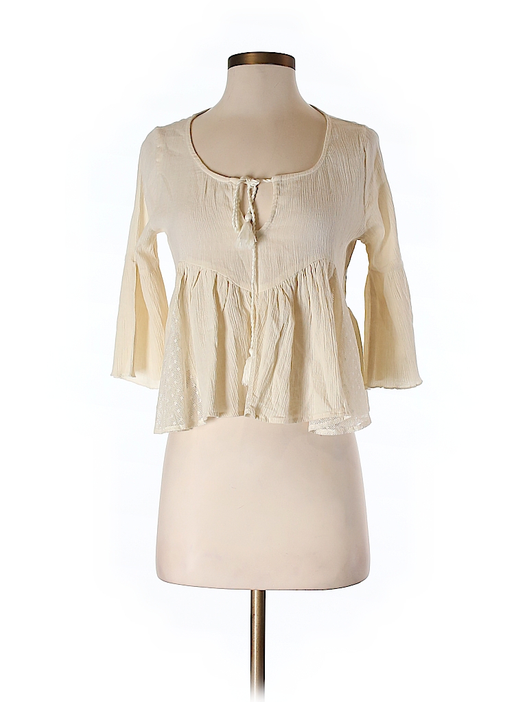 Hollister 100% Cotton Solid Beige 3/4 Sleeve Blouse Size XS - 75% off ...