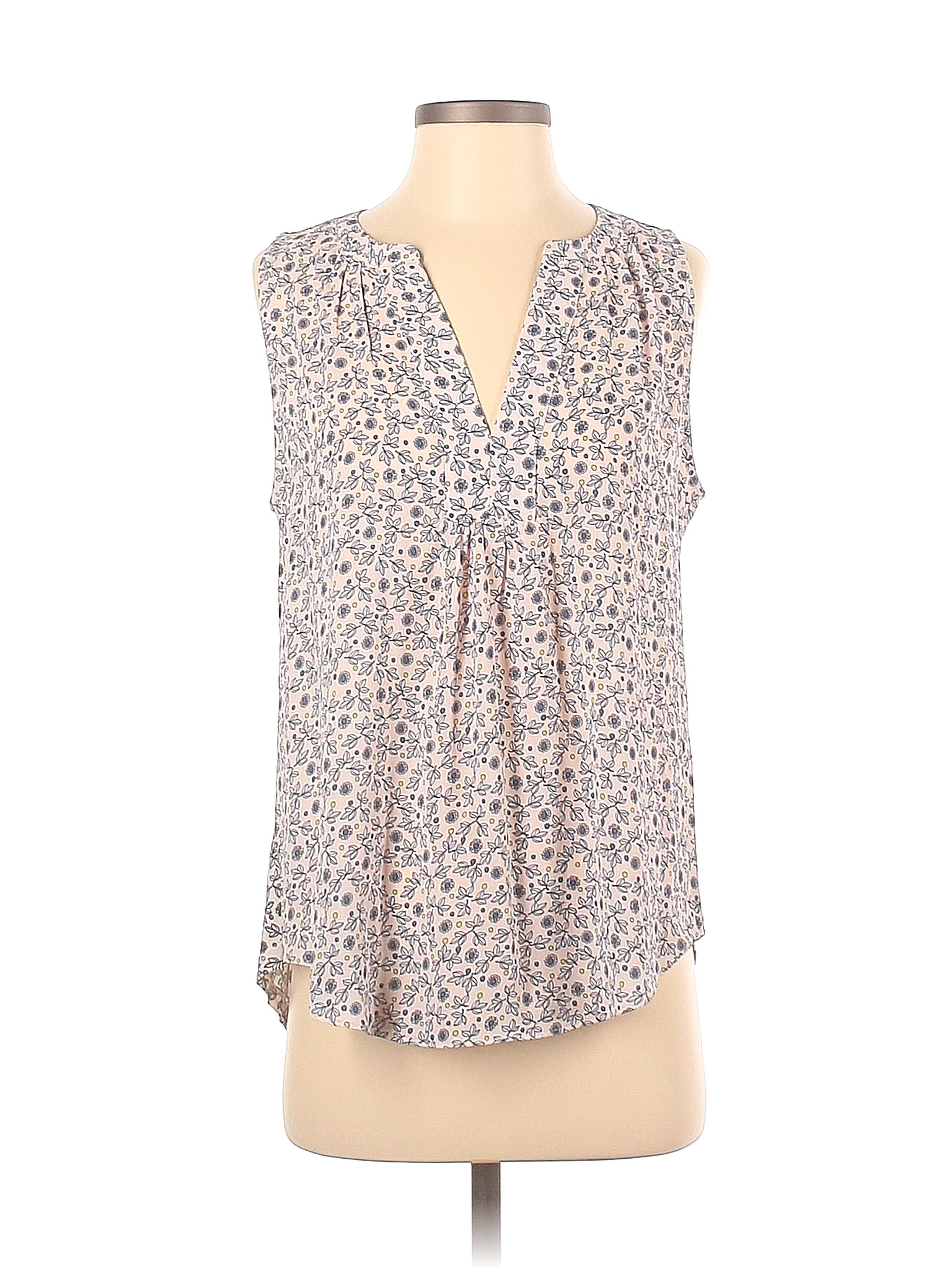 Ann Taylor LOFT 100% Polyester Floral Pink Sleeveless Blouse Size S ...