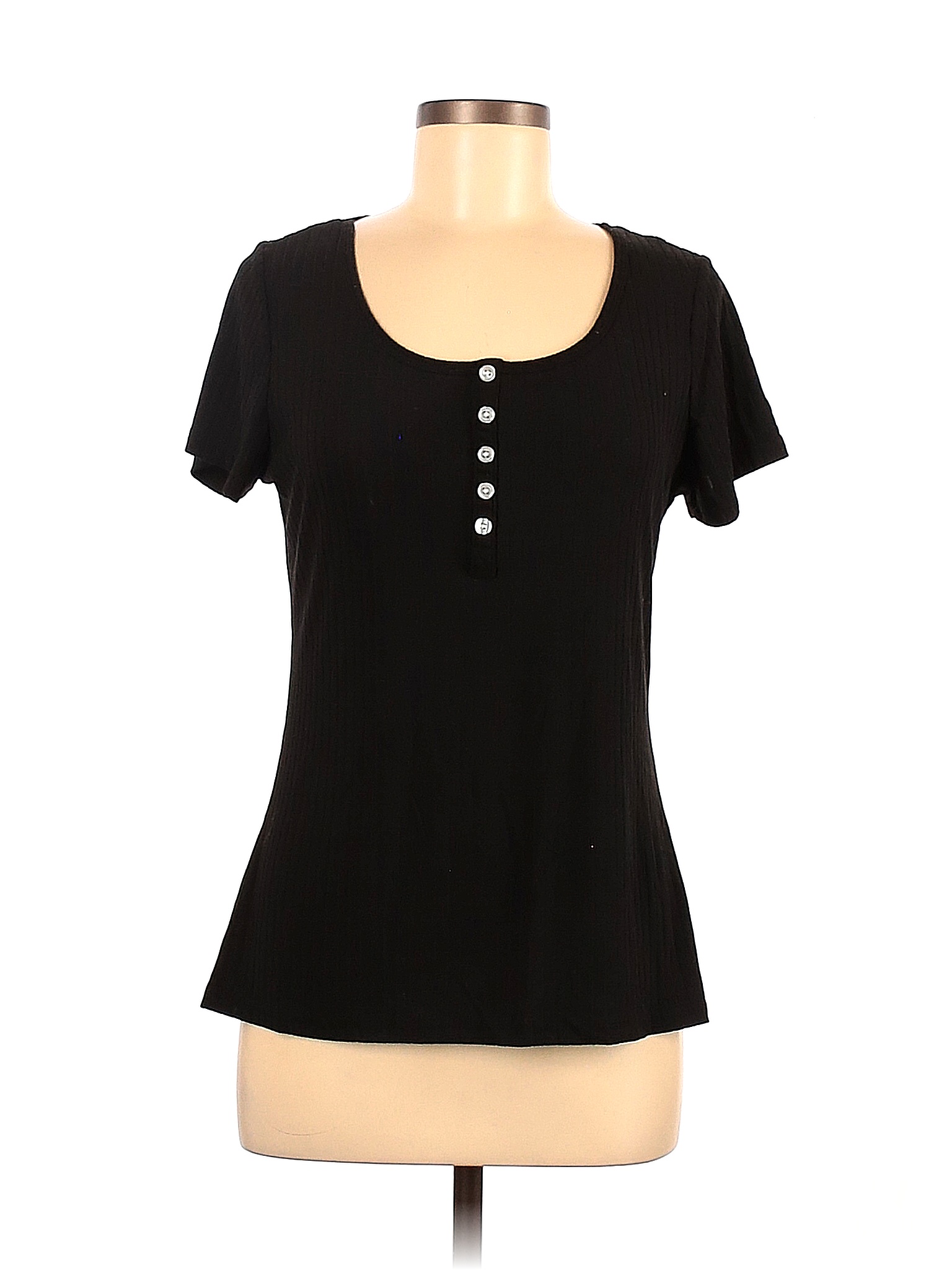 Bobbie Brooks Solid Black Short Sleeve Henley Size M 61 Off Thredup