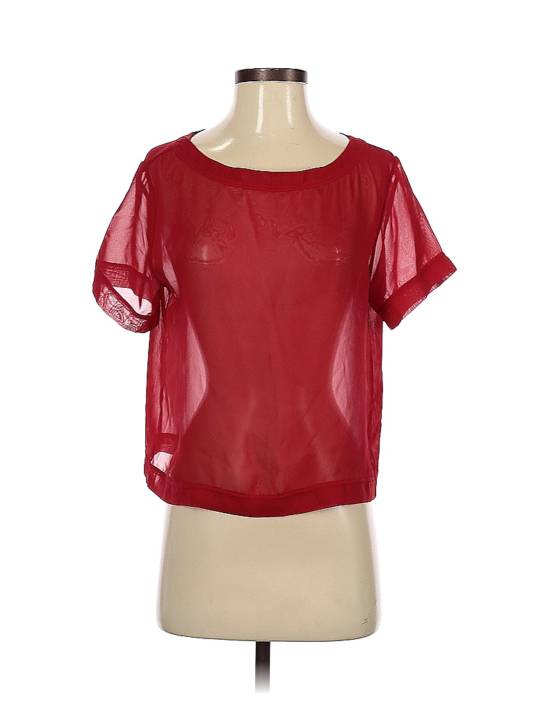 American Apparel 100% Polyester Red Short Sleeve Blouse Size S - 72% off