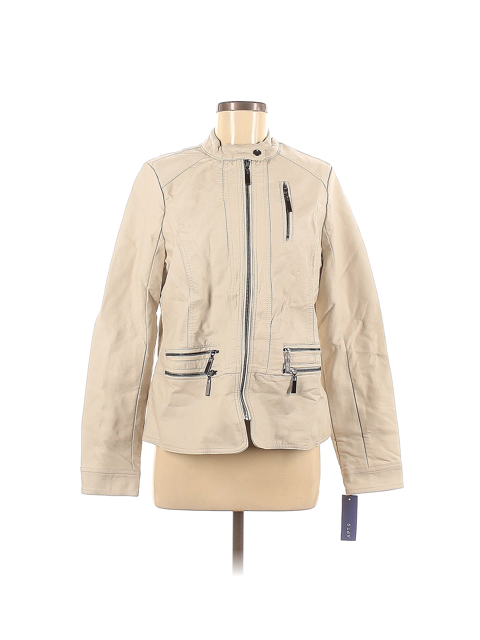 Tan Ivory Faux Leather Jacket 