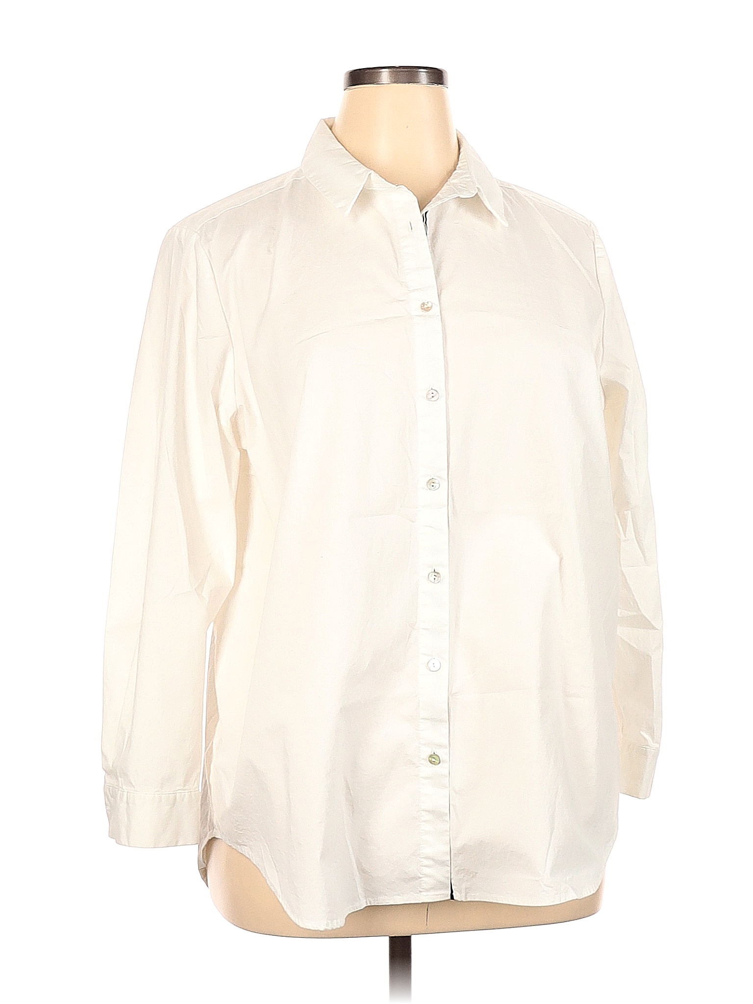 Jane and Delancey Solid Ivory White Long Sleeve Button-Down Shirt Size ...