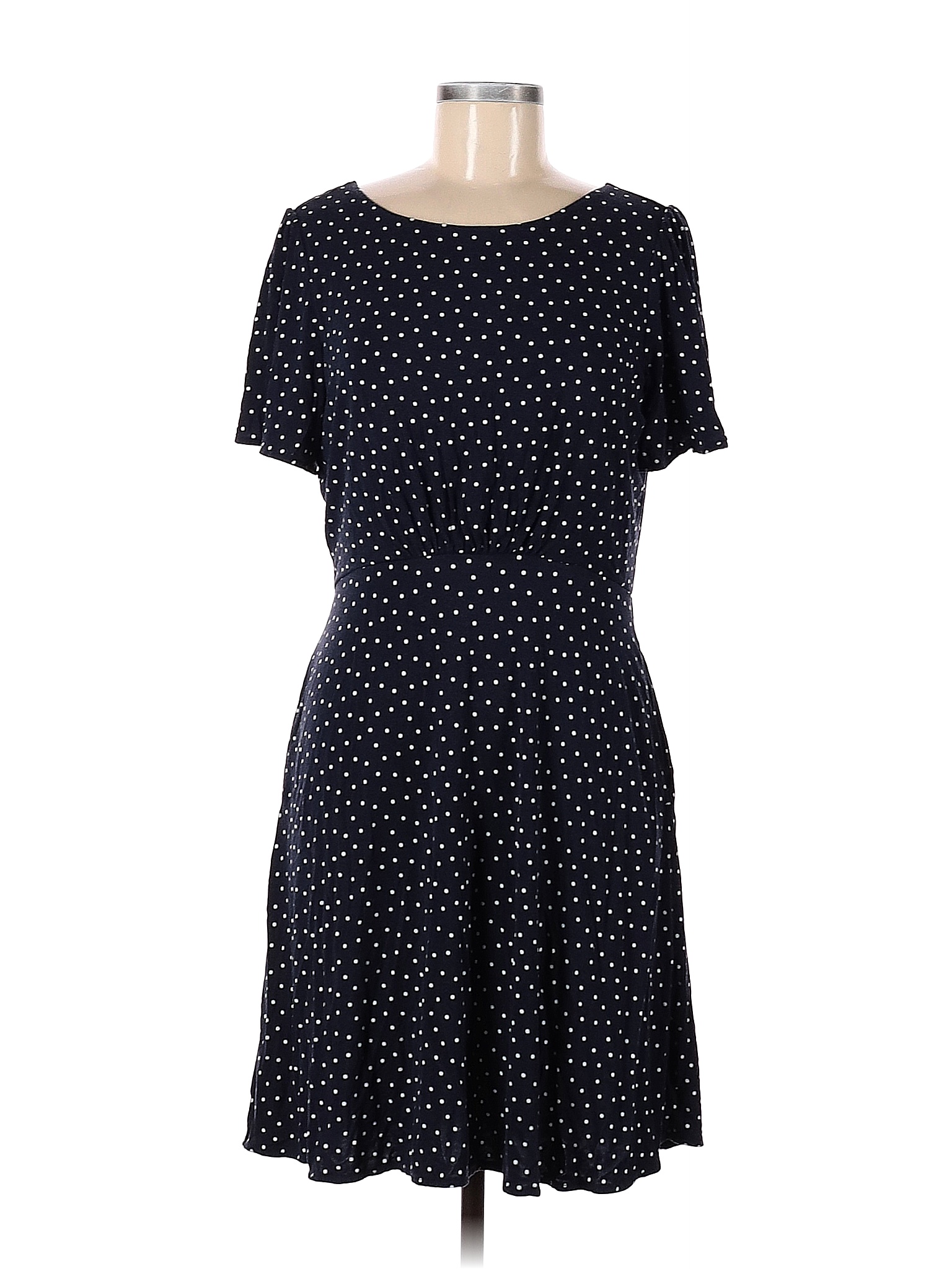 Ann Taylor LOFT Polka Dots Black Blue Casual Dress Size 8 - 80% off ...