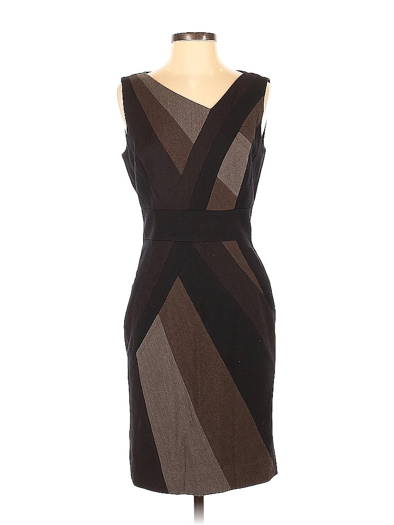 Classiques Entier Argyle Grid Chevron-herringbone Graphic Chevron Brown Casual Dress Size 0 - photo 1