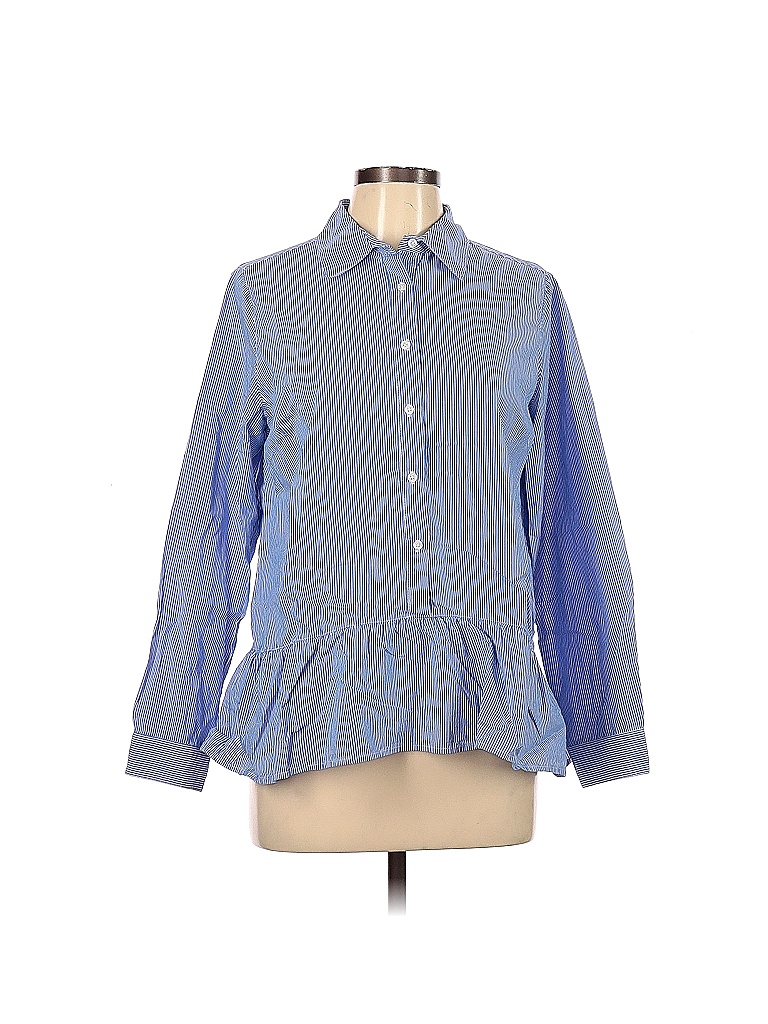 Westbound 100% Cotton Blue Long Sleeve Blouse Size L - 73% off | thredUP