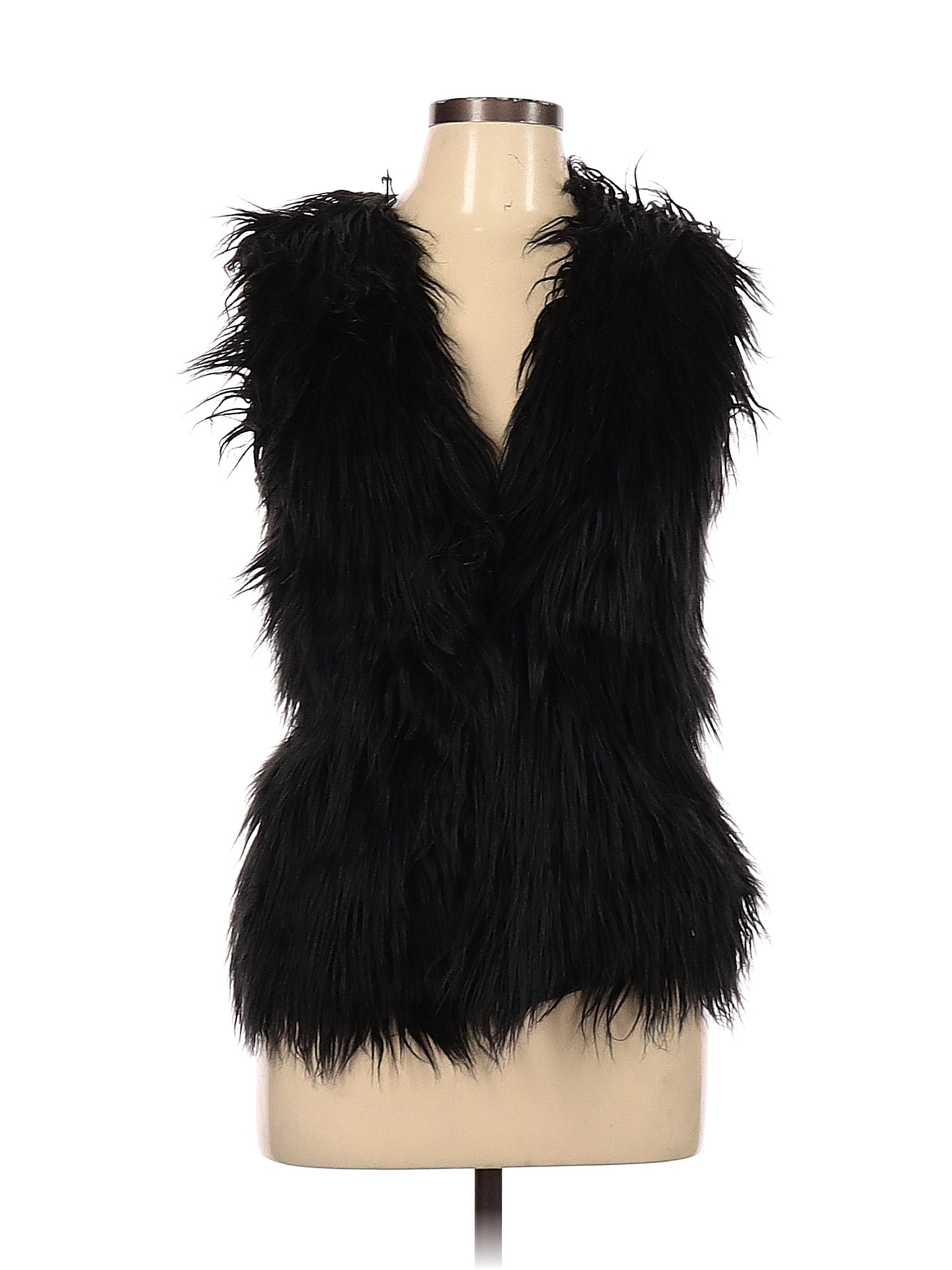 New Directions 100% Acrylic Solid Black Faux Fur Vest Size L - 76% off ...