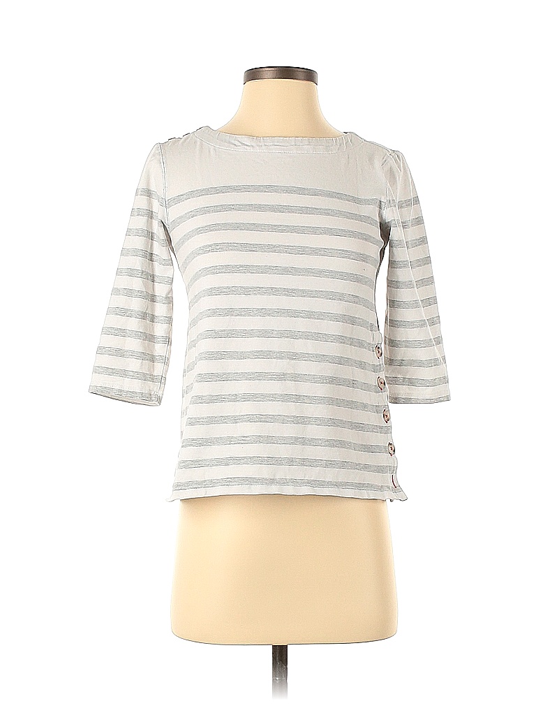 Maeve by Anthropologie Stripes Gray White 3/4 Sleeve Top Size S - photo 1