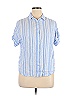 Cosmic Blue Love 100% Rayon Stripes Blue Short Sleeve Button-Down Shirt Size XL - photo 1