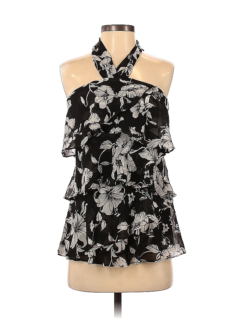 White House Black Market Floral Black Halter Top Size XS - 72% off ...