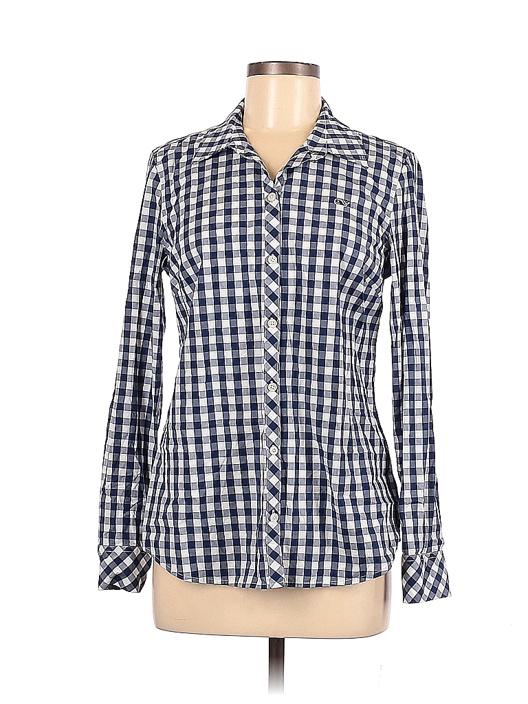 Vineyard Vines Checkered-gingham Blue Long Sleeve Button-Down Shirt ...
