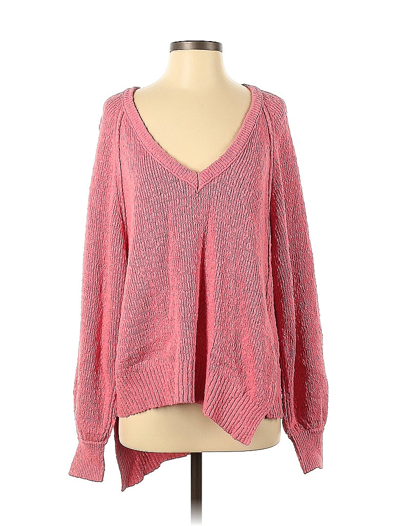 Free People 100% Cotton Color Block Pink Pullover Sweater Size XS - 58% off