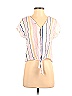 June & Hudson 100% Rayon Stripes Pink White Short Sleeve Blouse Size S - photo 1