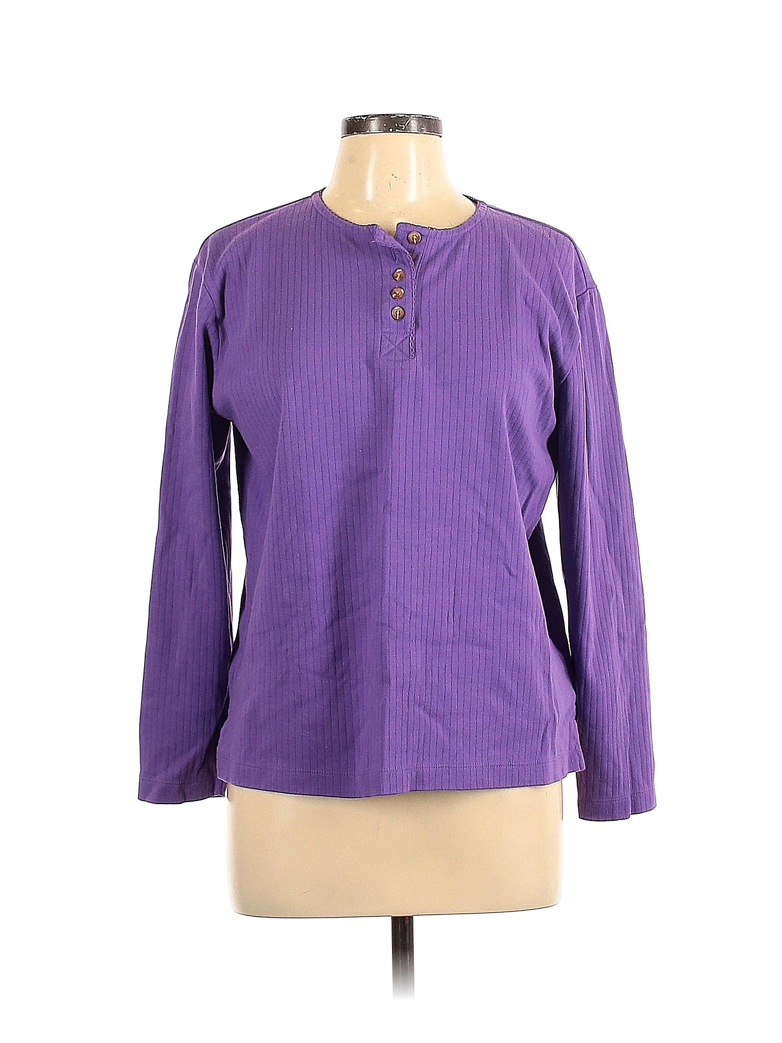 Rebecca Malone Solid Purple Long Sleeve Henley Size L - 54% off | thredUP