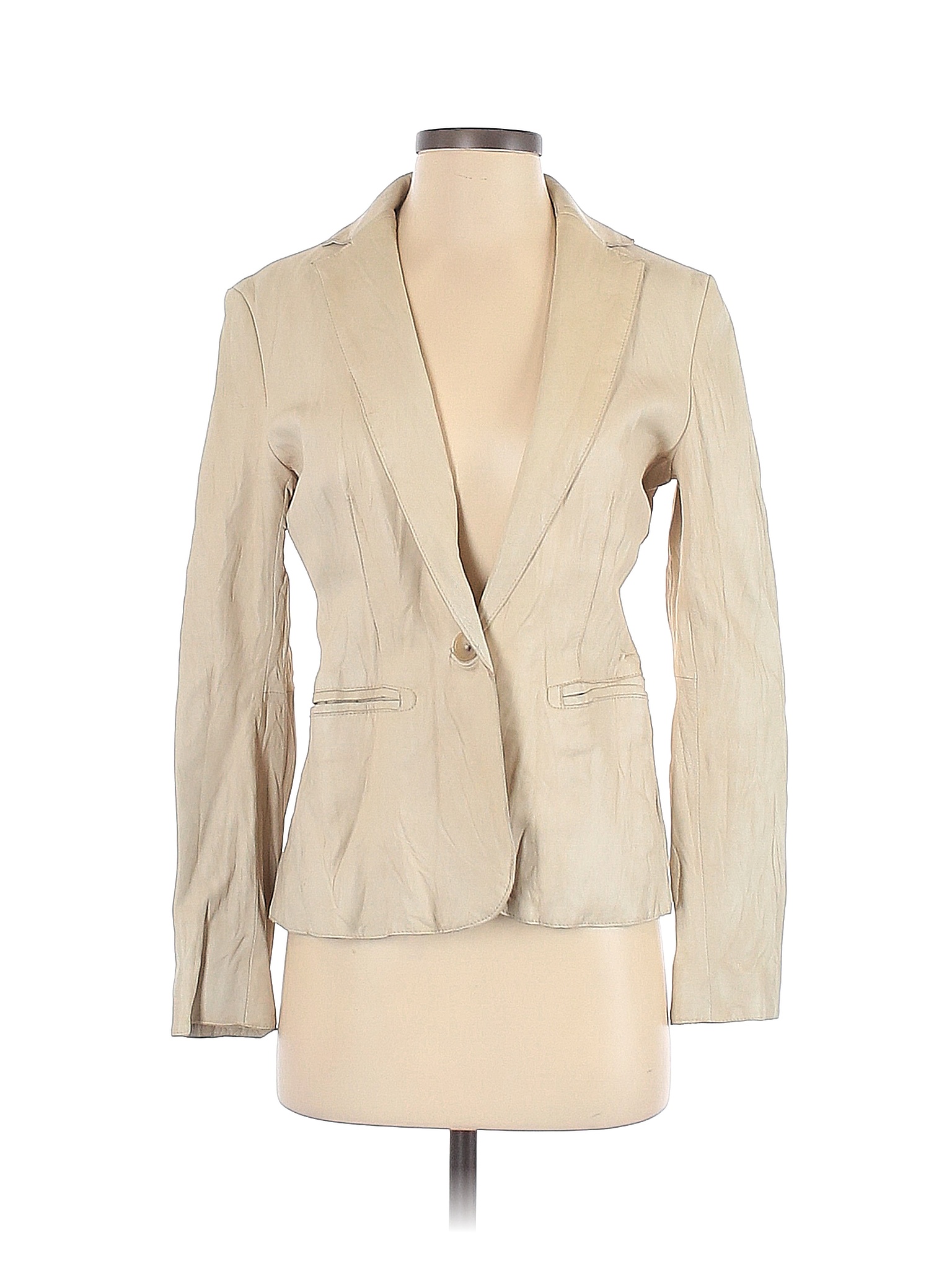 Tan Ivory Leather Jacket Size XS 