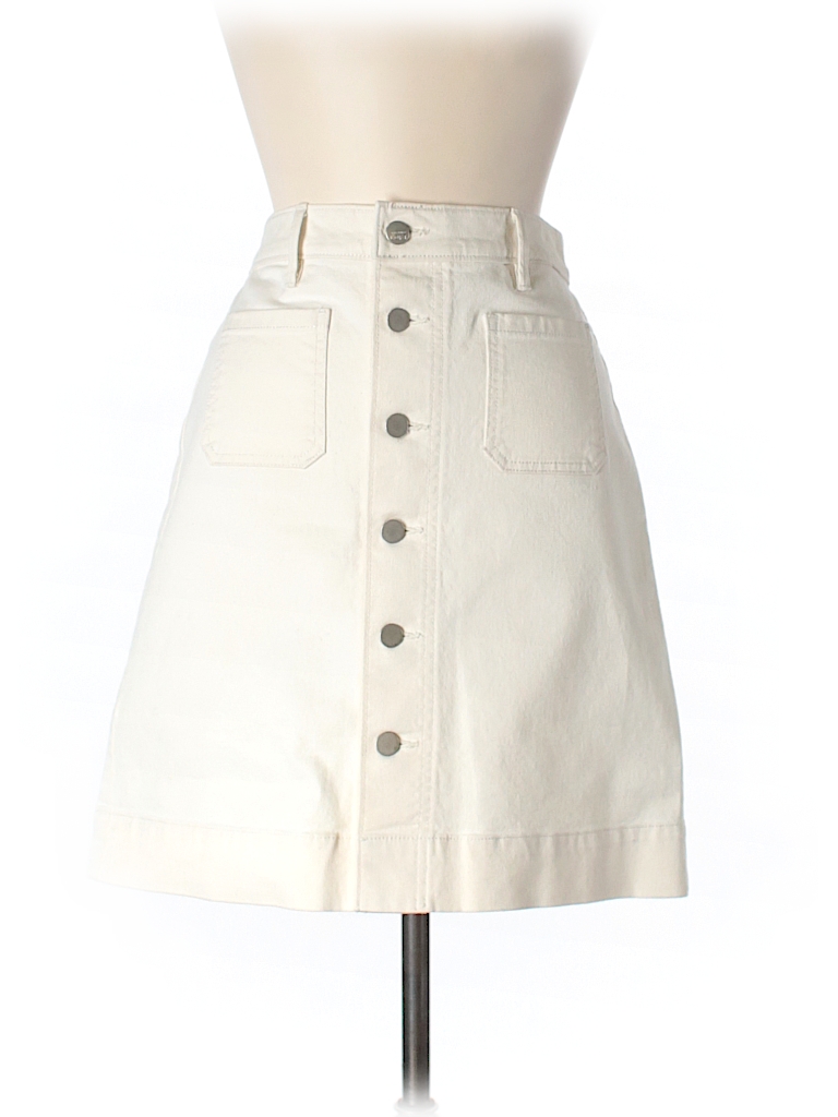 Ann Taylor LOFT Solid Ivory Denim Skirt Size 4 - 74% off | thredUP