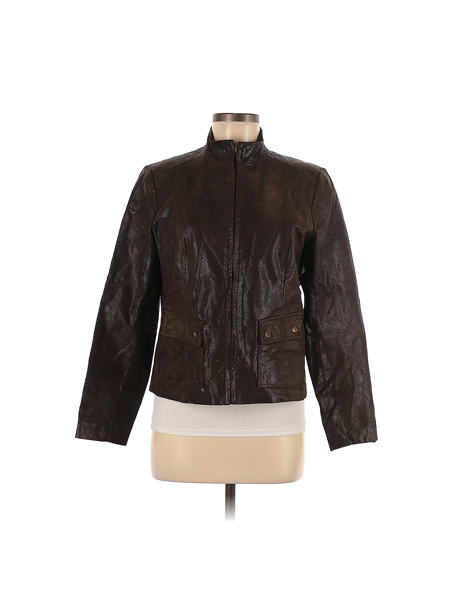 Leather Solid Brown Tan Leather Jacket 