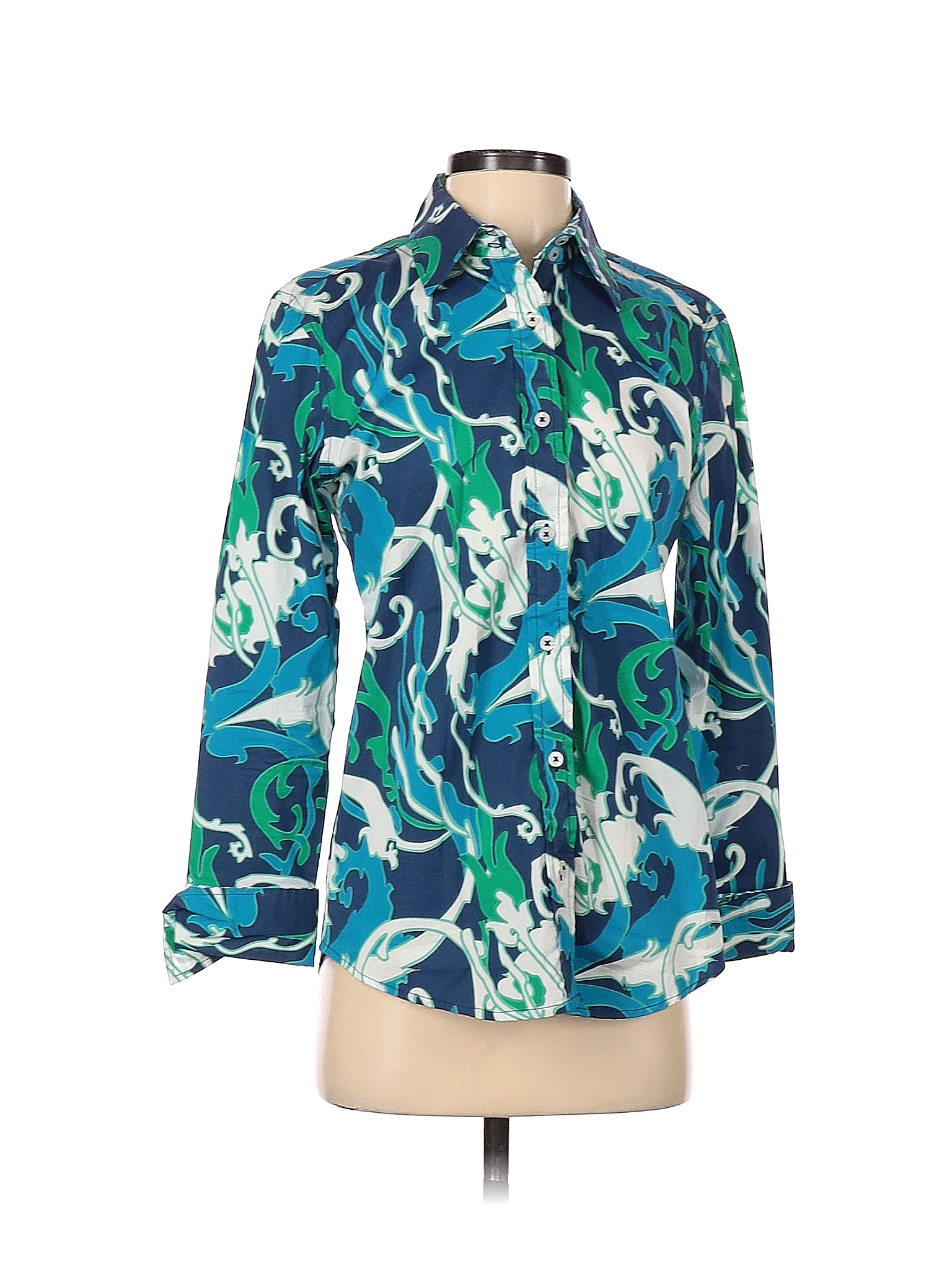 Tizzie Floral Blue Long Sleeve Button-Down Shirt Size S - 84% off | thredUP