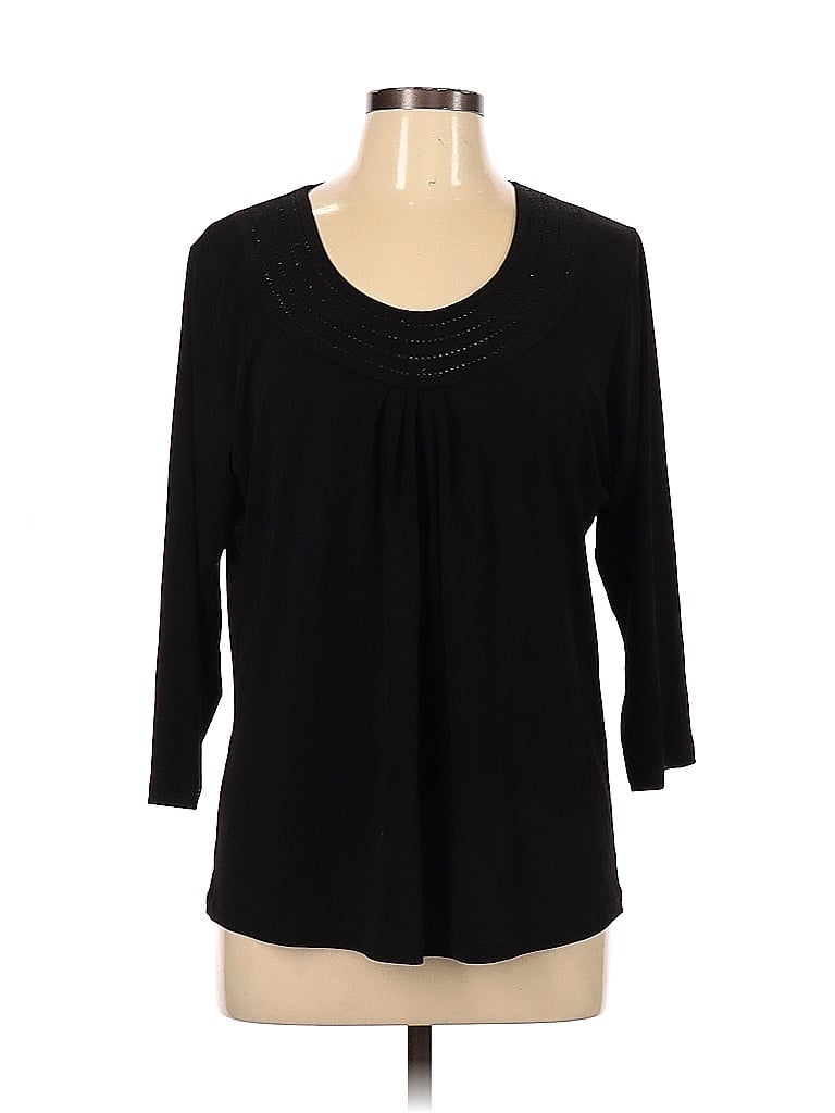 Susan Graver Solid Black 34 Sleeve Top Size L 66 Off Thredup 5331