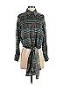 J.O.A. Just One Answer Plaid Green Long Sleeve Blouse Size XS - photo 1