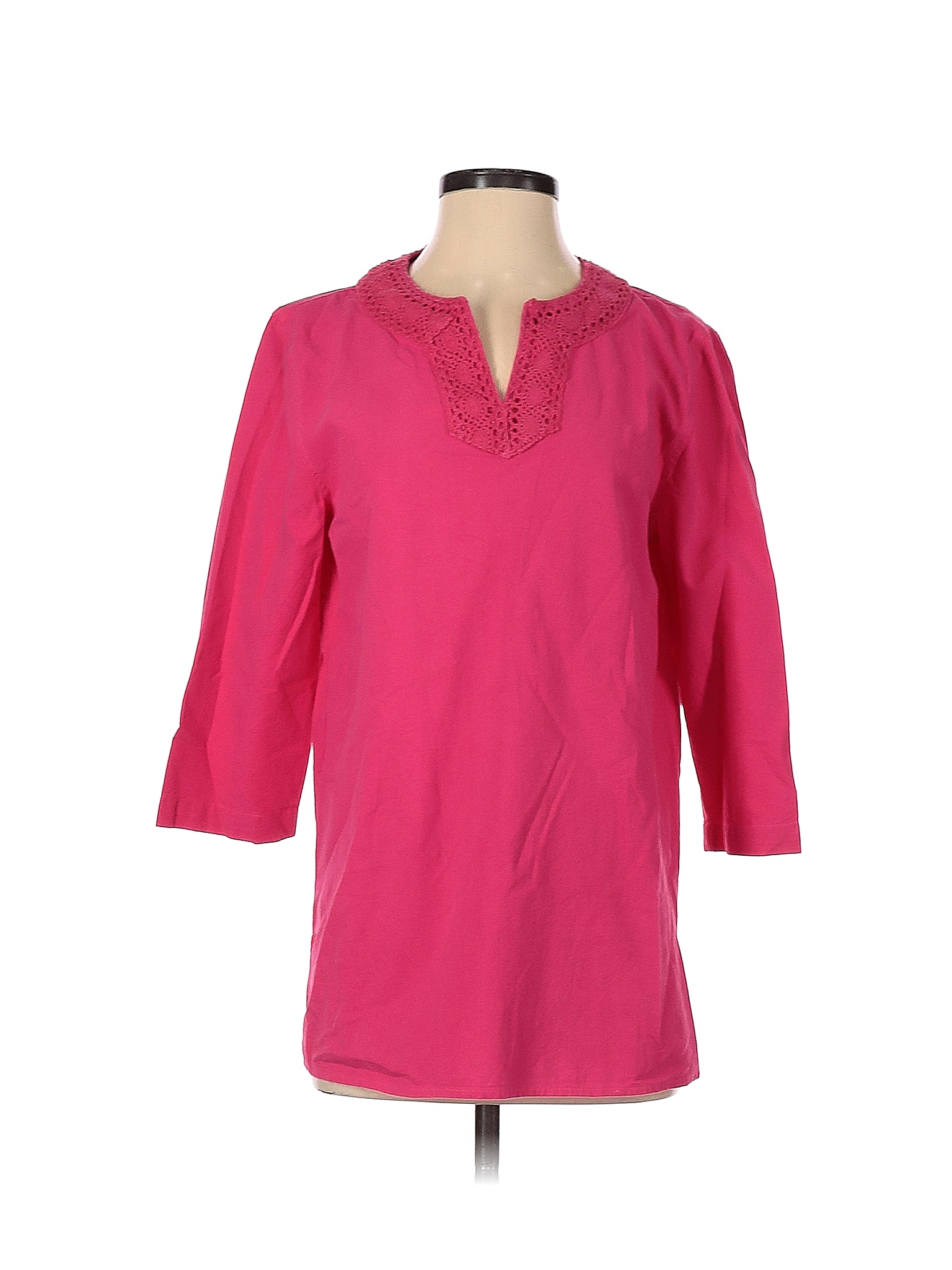 Appleseeds 100 Polyester Solid Pink 3/4 Sleeve Blouse Size S 75 off